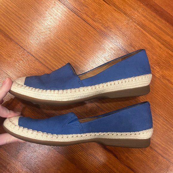 Dansko Lesley Comfort Leather Cobalt Blue Slip On Espadrille 39/8.5-9 - Picture 2 of 5